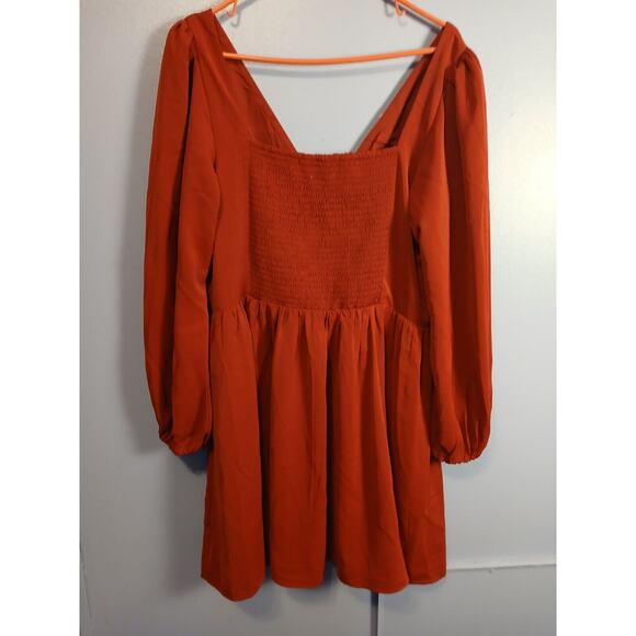 Abercrombie Fitch New Long Sleeve Babydoll Ruffle Red Mini Dress/ Tunic NWT XL - Picture 5 of 6